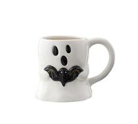 Halloween Ghost Mug - Cute White/Yellow Ceramic Coffee Cup, 400ml / 450ml - Spooky Halloween Drinkware for Coffee, Tea & Hot Chocolate - Funny Ghost Mug for Parties, Office & Daily Use (Bat)