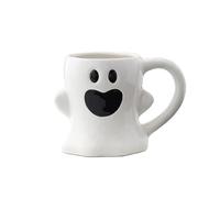 Halloween Ghost Mug - Cute White/Yellow Ceramic Coffee Cup, 400ml / 450ml - Spooky Halloween Drinkware for Coffee, Tea & Hot Chocolate - Funny Ghost Mug for Parties, Office & Daily Use (Heart)