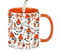 Halloween Ghost Mug, Spooky Ceramic Drinkware, Ergonomic Handle, 350ml Capacity, 3.74x3.15 inches 1Piece, White Cup for Coffee, Milk, Juice, Tea, Ice Water, Beer at Home, Parties