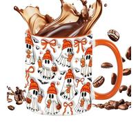 Halloween Ghost Mug, Spooky Traveling Ghost Beer Cups, 350ml Ceramic Drinking Mugs with Ergonomic Handle for Milk Coffee Juice Ice Water Tea Beer Home Kitchen Holiday Party Decor, 9.5x8cm