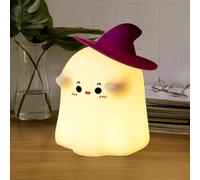 Halloween Ghost Night Light - Cute LED Silicone Lamp with 30 Minute Timer, Dimmable Touch Control with Auto-Off Timer - Rechargeable Cute Nightlight for Bedroom, Christmas Gifts & Halloween Party Deco