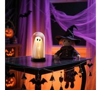 Halloween Ghost Night Light, Tabletop Light Up Ghost in A Jar, Cute LED Battery Operated Tabletop Lamp Scary Cute LED Battery Operated Lamp for Party Kitchen Holiday Halloween Mantel Decorat