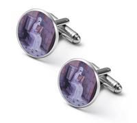 Halloween Ghost on Toilet Shirt Cufflinks Round Cuff Links for Business Wedding Party Father's Day Gift 1.7cm