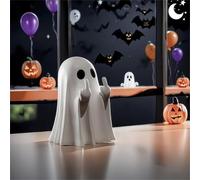 Halloween Ghost Ornament with Middle Finger, Spooky Statue Decoration for Home, Indoor