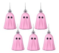 Halloween Ghost Ornaments, Set of 1/2/4/6 Pieces White Ghost Hanging Decorations, Halloween Baubles For Tree Decorations (2, Pink)