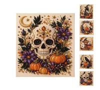 Halloween Ghost Pearl Art DIY Kit, 3D Diamond Art Kit for Adults, Fall Ghost, Pumpkin, Black Cat, Raven, Witch, Skeleton Needlepoint Craft Picture, Halloween Home Wall Decor, Fall DIY Gift. (Skull)