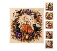 Halloween Ghost Pearl Art DIY Kit, 3D Diamond Art Kit for Adults, Fall Ghost, Pumpkin, Black Cat, Raven, Witch, Skeleton Needlepoint Craft Picture, Halloween Home Wall Decor, Fall DIY Gift. (Pumpkin)