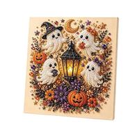 Halloween Ghost Pearl Art DIY Kit, Cute 3D Ghost Diamond Art Pearl Painting Kit, DIY Fall Home Decor Wall Arts, Halloween Spooky Crow Ghosts Pumpkin Gem Dot Picture Craft for Adults (Multicolor B)