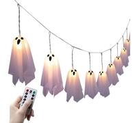 Halloween Ghost Pendant, Indoor Outdoor Ghost String Lights, Halloween Patio Porch Decor, 8 Lighting Modes, Easy to Install & Arrange, 21.8x10cm, for Indoor and Outdoor Use