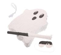Halloween Ghost Piñata Fillable Paper Pull String with Stick | Lightweight Hollow Design, Prescored Folds and Eye Mask, Birthday Celebrations and Halloween Party Use