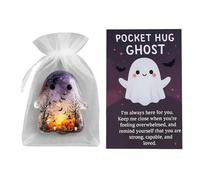 Halloween Ghost Pocket Hug,Ghost Inspirational Reminder Hugs for Friends,Pockets Hug Ghost with Encouragement Card,Emotional Support Token,Inspirational Gift for Friends
