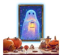 Halloween Ghost Poster | Glow in The Dark Halloween Ghost Posters Prints - Wooden Framed Artwork Pictures Home Decoration for Living Room Bedroom Kitchen Haunted House Bathroom Party
