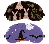 Halloween Ghost Pumpkin Bats Background 2-Pack Light-Blocking Soft Breathable Eye Masks with Eye Patches and Sleep Masks