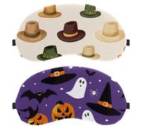 Halloween Ghost Pumpkin Bats Pattern 2-Pack Light-Blocking Soft Breathable Eye Masks with Eye Patches and Sleep Masks