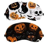 Halloween Ghost Pumpkin Black Cat Bat 2-Pack Light-Blocking Soft Breathable Sleep Mask Eye Patch Eye Cover