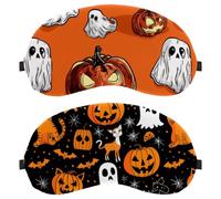 Halloween Ghost Pumpkin Cat Bat 2-Pack Light-Blocking Soft Breathable Eye Masks Sleep Mask Eye Patch