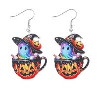 Halloween Ghost Pumpkin Dangle Earrings Cute Witch Ghost Skull Dog Spider Web Drop Earrings Boo Letter Attractive Halloween Masquerade Ball Party Jewelry, Zinc, No Gemstone