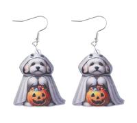 Halloween Ghost Pumpkin Dangle Earrings Cute Witch Ghost Skull Dog Spider Web Drop Earrings Boo Letter Attractive Halloween Masquerade Ball Party Jewelry, Zinc, No Gemstone