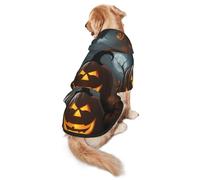 Halloween Ghost Pumpkin Dog Hoodie for Medium Large Dogs, Warm Soft Pet Sweatshirt, Easy to Wear Jumper Clothes