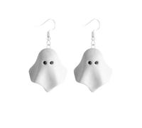 Halloween Ghost Pumpkin Earrings for Women Funny Cute 3D Enamel White Ghosts Skull Lightweight Spooky Dangle Drop Earrings for Gothic Cosplay Party Holiday Costume Fashion Jewelry, M, Metal, No