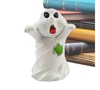 Halloween Ghost Pumpkin Figurine - Spooky Resin Statue, Decorative Desk Display Ornament | Creepy Centerpiece Setup With Home Entryway Decoration, Bookshelf Cabinet Desktop
