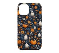 Halloween Ghost Pumpkin Floral Autumn Navy Blue Pattern Case for iPhone 12/12 Pro