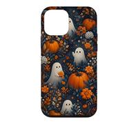 Halloween Ghost Pumpkin Floral Autumn Navy Blue Pattern Case for iPhone 12 mini