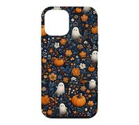 Halloween Ghost Pumpkin Floral Autumn Navy Blue Pattern Case for iPhone 12 mini
