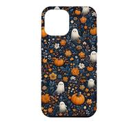 Halloween Ghost Pumpkin Floral Autumn Navy Blue Pattern Case for iPhone 12 Pro Max