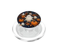 Halloween Ghost Pumpkin Floral Autumn Navy Blue Pattern PopSockets PopGrip for MagSafe