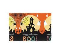 Halloween Ghost Pumpkin Printed Placemats Set of 6 Insulated Washable Suitable for the Kitchen and Dining Table 12 x 18 inches
