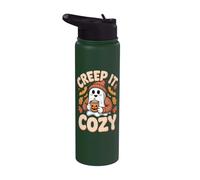 Halloween Ghost Pumpkin Spice Fall Creep It Cozy Stainless Steel Insulated Water Bottle