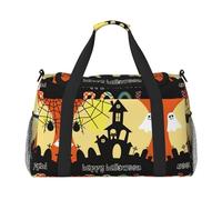 Halloween Ghost Pumpkin Travel Duffel Bag Large Foldable Waterproof Overnight Bag Beach Swim Bags Pool Sports Gym