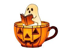 Halloween Ghost Reading Book Lamp, Ghost Bubble Bath Lamp, Handmade Halloween Ghosts Reading Night Light Up (1pc)