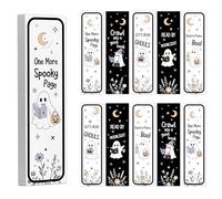Halloween Ghost Reading Bookmarks, Black White Spooky Cute Ghost Reading Bookmarks, One More Spooky Page Moon Floral Bookmarks for Book Lovers, Students Halloween Party Favors