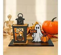 Halloween Ghost-S Halloween Shaped Cute Table Sign Happy Wooden Signs Pumpkin Wood Centerpiece Tabletop Ornament for Holiday Party Decorations Props (B, A)