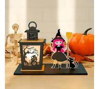 Halloween Ghost-S Halloween Shaped Cute Table Sign Happy Wooden Signs Pumpkin Wood Centerpiece Tabletop Ornament for Holiday Party Decorations Props (E, A)