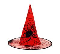 Halloween Ghost-S Witch Hats For Women Child Witch Halloween Costumes Accessories Foldable Hat Ornaments (Red, One Size)