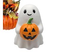 Halloween Ghost Sculpture - 13/11/11 Inch Holding Pumpkin Statue Crafts for Gothic Wedding, Haunted House Setup with Spooky Accent, Ghosts Ornament for Tabletop Centrepiece, Holiday Display