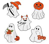 Halloween ghost series brooch Funny pumpkin head ghost metal enamel pin Cute pumpkin flying ghost badge Cartoon ghost with knife shape enamel brooch Suitable for hat jacket canvas bag