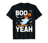 Halloween Ghost Skateboard Boo Yeah Costume Boys Kids Men T-Shirt