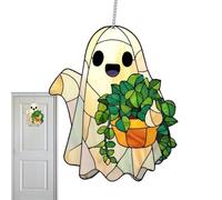 Halloween Ghost Stained Glass,Ghost Decor - 2D Pendant Decorations Spooky Holiday Crafts for Window Indoor Outdoor Yard Display Home Kitchen Classroom