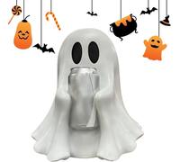 Halloween Ghost Statue, Cute Ghost Drink Holder,Resin Can Holder Ornament, White Hand-Painted 1-Piece Decor, Gifts for Most Soda Cans Coke Fans, for Desk Shelf Home Party Celebration (1PCS)