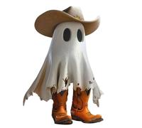Halloween Ghost Statue - Halloween Ghost Figures | Cute Ghost Figures Statue with Hat and Boots | Reusable Seasonal Charming Addition Cowboy Fashion Sculpture for Bed, Coffee Table, Couc
