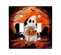 halloween ghost switch cover plates orange creepy graveyard pattern for seasonal wall accents thermoplastic wall plates standard size double rocker