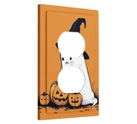 Halloween Ghost Switch Cover Plates/Outlet Covers,Orange with Spooky Pumpkins for Fall Decor, Cute and Fun Witch Hat Illustration Wall Plates,Standard Size Single Duplex Outlet