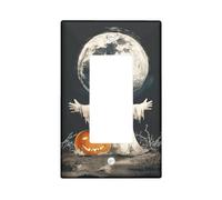 Halloween Ghost Switch Cover Plates - Scary Full Moon and Pumpkin for Wall Decor, Thermoplastic Wall Plaques, Standard Size