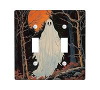 Halloween Ghost Switch Protection Plates, Autumn Haunted Wood Decoration for Home Decor, Thermoplastic Wall Plates, Standard Size Double Rocker