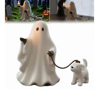 Halloween Ghost Walking Dog Statue, Cute Ghost Dog Decor, Tabletop Ghosts Figurine Ornaments for Halloween Decorations Indoor (10cm-1pc)