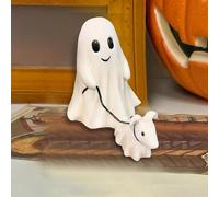 Halloween Ghost Walking Dog Statue, Geister Statue Mit Hunde Geister Figur Hund Halloween Deko Figuren, Lustige Geisterfigur mit Hund, Desktop Ornamente Home Decor Indoor & Outdoor Dekoration